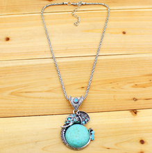 Load image into Gallery viewer, Antique Silver Plated Turquoise Elephant Pendant - The $19.95 Store - 2