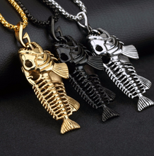 Load image into Gallery viewer, Unisex Stainless Steel Fish Bonez Pendant Necklace - The $19.95 Store - 1