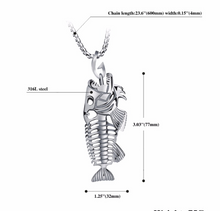 Load image into Gallery viewer, Unisex Stainless Steel Fish Bonez Pendant Necklace - The $19.95 Store - 3