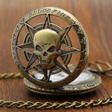 Load image into Gallery viewer, Bronze Steampunk Skull Pocket Watch