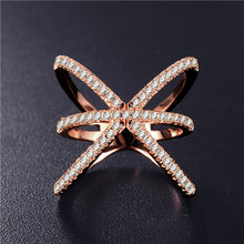 Load image into Gallery viewer, Hot!Bottom Price Only 2 Weeks Fashion Rings for Women Double Letter X Shape Ring Zirconia Micro Paved Women Anel