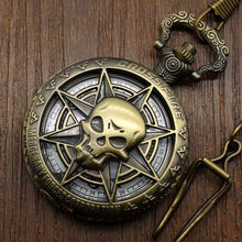 Load image into Gallery viewer, Bronze Steampunk Skull Pocket Watch