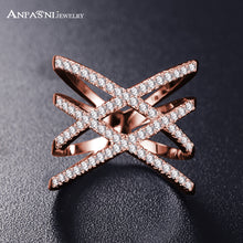 Load image into Gallery viewer, Hot!Bottom Price Only 2 Weeks Fashion Rings for Women Double Letter X Shape Ring Zirconia Micro Paved Women Anel