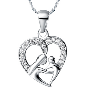 Mother & Child Silver Pendant Necklace - The $19.95 Store