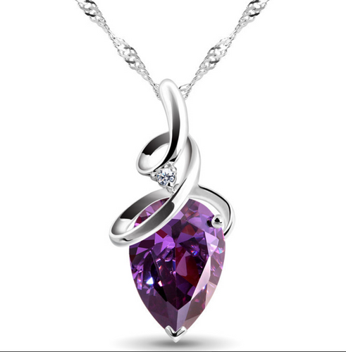 Sterling Silver & Amethyst Pendant Necklace - The $19.95 Store