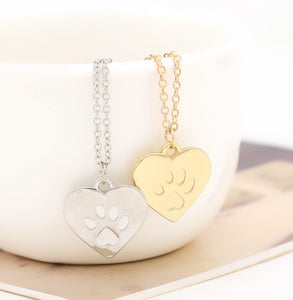 Animal Paw Heart Necklace - The $19.95 Store