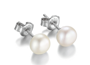 Freshwater Pearl Button Earrings