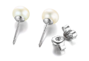 Freshwater Pearl Button Earrings