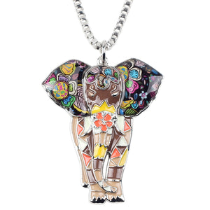 Enamel Elephant Necklace