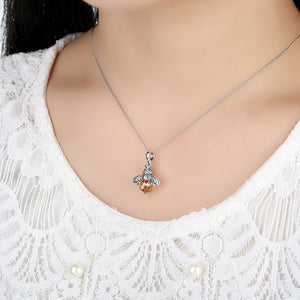 Sterling Silver Bee Pendant Necklace