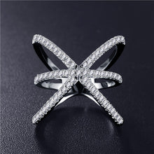 Load image into Gallery viewer, Hot!Bottom Price Only 2 Weeks Fashion Rings for Women Double Letter X Shape Ring Zirconia Micro Paved Women Anel
