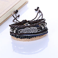 Load image into Gallery viewer, Leather &amp; Rope Steampunk bracelet
