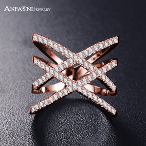 Hot!Bottom Price Only 2 Weeks Fashion Rings for Women Double Letter X Shape Ring Zirconia Micro Paved Women Anel